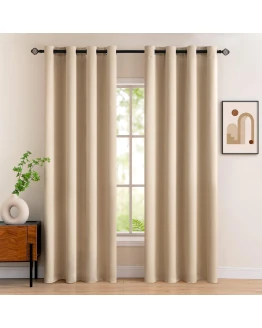 MIULEE 2 Piezas de Cortinas Opacas Resistente al Calor y La Luz para Salón Dormitorio Cortina Gruesa y Suave para Oficina Moderna Decorativa Reducción de Ruido Beige 117x137cm