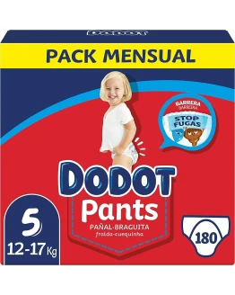 Dodot 180 Pañales Bebé Pants Talla 5 (12-17 kg) Anti-fugas