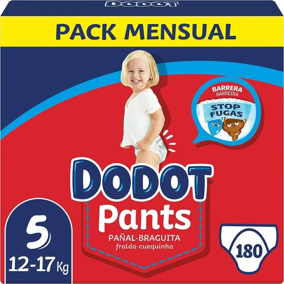 Dodot 180 Pañales Bebé Pants Talla 5 (12-17 kg) Anti-fugas