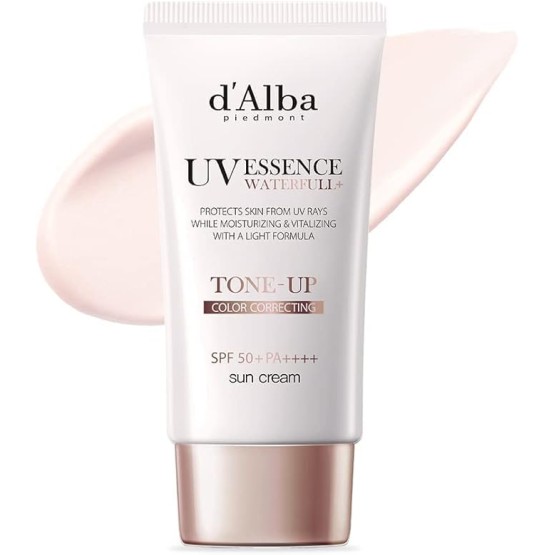 Foto de portada de d'alba Loción solar tonificante Waterfull de trufa blanca italiana, crema solar teñida con filtros UV veganos, loción solar brillante e iluminadora, uso seguro para pieles, skincare coreano