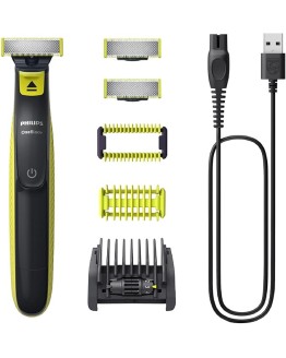 Foto de portada de La auténtica Philips OneBlade, Recortadora de Barba y Corporal, Afeitadora Eléctrica Hombre, Depilación masculina, 3 Cuchillas, 5 Longitudes, Kit para Cuerpo, En Seco y Húmedo, Recargable, QP2824/30