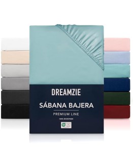 Foto de portada de Dreamzie Sabanas 140x200 cm - Grandes Solapas de hasta 33 cm - 100% Microfibra - Agua - Certificada sin Productos Químicos (Oeko Tex), Sabanas bajeras Completamente Elásticas