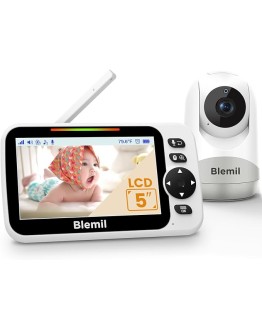 Foto de portada de Monitor para bebés con batería de 30 Horas, Monitor para bebés de vídeo de Pantalla Grande de 5 Pulgadas con cámara y Audio, visión Nocturna, lulabies, sin WiFi