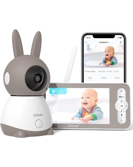 Foto de portada de ieGeek 5” 2K/3MP Camara Vigilancia Bebe, 360° PTZ Vigilabebes con Camara y Vista Previa de Pantalla Dual, Detección de Movimiento, Audio de 2 Vías, Visión Nocturna, Control de Monitor y Movil