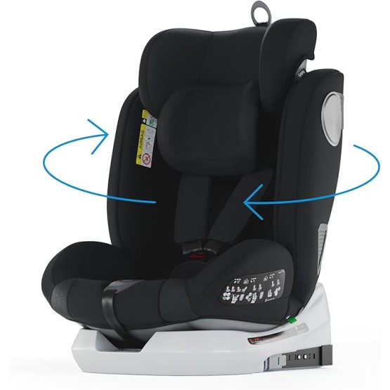 Foto de portada de Babify Onboard Silla de Coche para Bebés y Niños, 0 Meses - 12 Años, Ajustable 360, Asiento Portátil y Seguro i-Size ECE R129 - Black edition