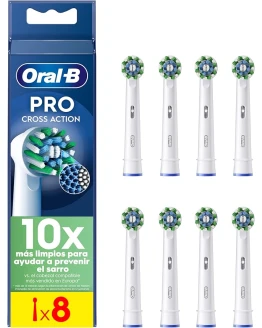 Foto de portada de Oral-B Pro CrossAction Recambios para Cepillo de Dientes Eléctrico, Pack de 8 Cabezales, Blanco - Originales