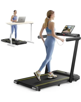 TOPUTURE Cinta de Correr Plegable, 2.5HP Hogar Cinta de Correr para el Debajo del Escritorio, 130 KG, 16KM/H, Dual Pantalla, Bocina Bluetooth, Frecuencia Cardíaca, App y Remoto Foto de portada de TOPUTURE Cinta de Correr Plegable, 2.5HP Hogar Cinta de Correr para el Debajo del Escritorio, 130 KG, 16KM/H, Dual Pantalla, Bocina Bluetooth, Frecuencia Cardíaca, App y Remoto