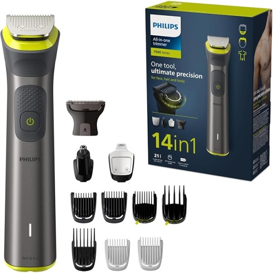 Foto de portada de Philips Recortadora de Barba Serie 7000, Máquina Cortar Pelo, Cortapelos Hombre, Kit 14 en 1 Para Cara, Pelo, Orejas, Nariz y Cuerpo,120min de uso, En Seco y Húmedo, Recargable, Funda, MG7930/15