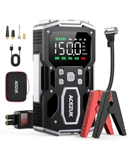 ACEZUK Arrancador de Batería de Coche 4000A, Compresor de Aire 150PSI, 26800mAh Arrancador de Coches para Vehículo(Toda Gasolina o 10L Diésel), 12V Arrancador de Batería con 400-Lumen LED Foto de portada de ACEZUK Arrancador de Batería de Coche 4000A, Compresor de Aire 150PSI, 26800mAh Arrancador de Coches para Vehículo(Toda Gasolina o 10L Diésel), 12V Arrancador de Batería con 400-Lumen LED