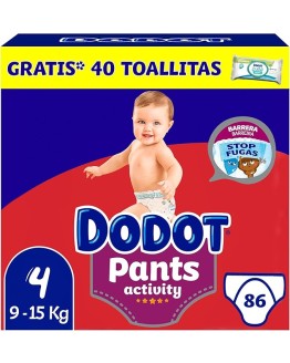 Dodot Activity Pants Pañal-Braguita Talla 4, 86 Pañales, 9kg – 15kg + 1 Pack de 40 Toallitas Gratis Cuiado Total, Pack Mensual Foto de portada de Dodot Activity Pants Pañal-Braguita Talla 4, 86 Pañales, 9kg - 15kg + 1 Pack de 40 Toallitas Gratis Cuiado Total, Pack Mensual
