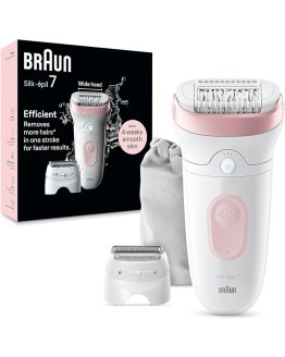 Foto de portada de Braun Silk-épil 7, Depiladora Eléctrica Para Una Eliminación Del Vello Fácil, Piel Suave Duradera, 7-030, Blanco/Flamenco