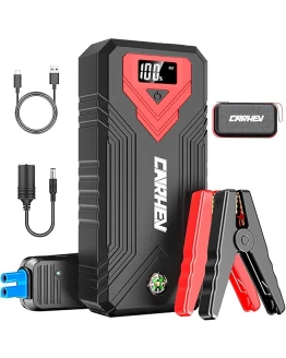 CARHEV Arrancador de Baterias de Coche, 3000A 24000mAh (para Todo Vehículo 8L de Gasolina o 8L de Diesel), 12V Booster con carga rápida USB y pantalla LCD Foto de portada de CARHEV Arrancador de Baterias de Coche, 3000A 24000mAh (para Todo Vehículo 8L de Gasolina o 8L de Diesel), 12V Booster con carga rápida USB y pantalla LCD