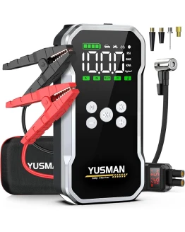 YUSMAN Arrancador de Baterias de Coche con Compresor de Aire, 12V 4000A Arrancador Coche Portatil con Inflador de 150 PSI (para 10L Gasolina o 8L Diesel), Linterna LED de Emergencia Foto de portada de YUSMAN Arrancador de Baterias de Coche con Compresor de Aire, 12V 4000A Arrancador Coche Portatil con Inflador de 150 PSI (para 10L Gasolina o 8L Diesel), Linterna LED de Emergencia