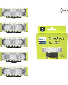 Foto de portada de La auténtica Philips OneBlade, Cuchillas de Repuesto Originales Para Recortador de Barba y Maquina de afeitar Hombre, Compatible con todos los Philips OneBlade, Pack de 5 unidades, QP250/50