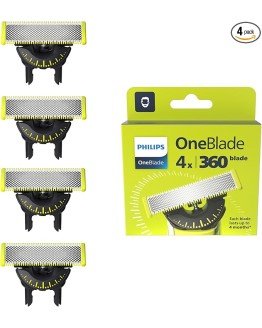 Foto de portada de La auténtica Philips QP440/50 OneBlade 360 Cuchillas de Repuesto, para Recortador de Barba y Maquina de afeitar Hombre, Compatible con todos los Philips OneBlade, Pack de 4 unidades