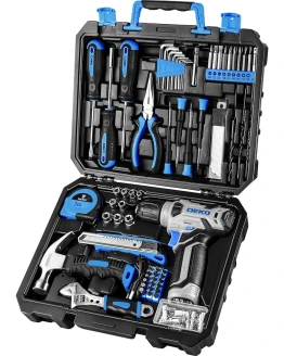 DEKO Caja Herramientas Completa con Destornillador Electrico/Taladro de 8V, Maletin Herramientas 126 Piezas, Caja profesional de herramientas Domésticas de Bricolaje para Oficinas y Jardín Azul Foto de portada de DEKO Caja Herramientas Completa con Destornillador Electrico/Taladro de 8V, Maletin Herramientas 126 Piezas, Caja profesional de herramientas Domésticas de Bricolaje para Oficinas y Jardín Azul
