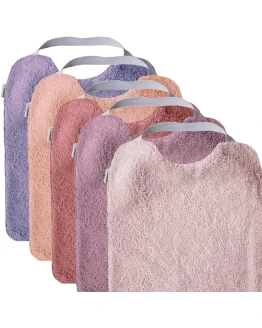 Foto de portada de MIMUSELINA | Pack de 5 Baberos de Bebe con Goma al Cuello | Fáciles de Poner y Quitar | De Rizo y Tela Impermeable, Perfectos para la Guarderia | Fabricados 100% en España -LAVANDA