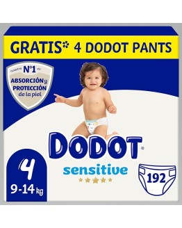 Foto de portada de Dodot Pañales Bebé Sensitive Talla 4 (9-14 kg), 192 Pañales, Óptima Protección de la Piel de Dodot, Pack Mensual