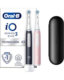 Oral-B iO 3 Cepillos De Dientes Eléctricos (Pack de 2) Con 2 Cabezales, 1 Estuche De Viaje, Diseñado Por Braun, Regalos Originales para Mujer y Hombre – Negro Y Rosa Foto de portada de Oral-B iO 3 Cepillos De Dientes Eléctricos (Pack de 2) Con 2 Cabezales, 1 Estuche De Viaje, Diseñado Por Braun, Regalos Originales para Mujer y Hombre - Negro Y Rosa