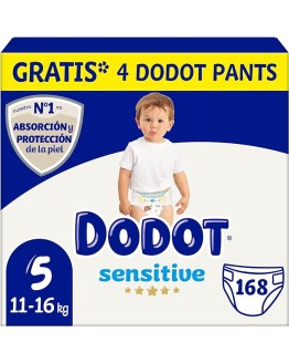 Dodot Bebé Sensitive Pañales, Talla 5, 11-16 kg, 168 Pañales y 4 Pants Regalo, Óptima Protección de la Piel de Dodot, Pack Mensual Foto de portada de Dodot Bebé Sensitive Pañales, Talla 5, 11-16 kg, 168 Pañales y 4 Pants Regalo, Óptima Protección de la Piel de Dodot, Pack Mensual