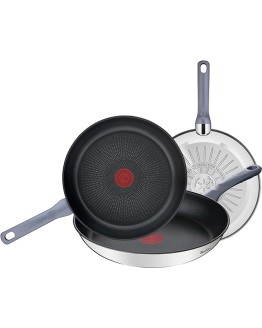 Foto de portada de Tefal Daily Cook - Juego de 3 Sartenes de 20, 24 y 26 cm de acero inoxidable, sartenes antiadherentes, tecnología Thermospot, cocción uniforme, todo tipo cocinas, sin PFOA, color negro