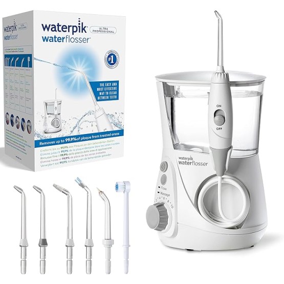 Foto de portada de Waterpik Ultra Irrigador de Sobremesa Profesional con Agua a Presión y Sistema Avanzado de Control de Presión Mediante 10 Posiciones con 7 Boquillas, Eliminación de Placa Dental, Blanco (WP-660EU)