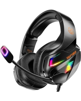 Cascos Gaming con Micrófono, Cascos con Nivel de Sonido Envolvente Rico, Orejeras Grandes y 4 Modo Luz RGB, Auriculares Gaming para Ps4 Ps5 PC Xboxone Switch Foto de portada de Cascos Gaming con Micrófono, Cascos con Nivel de Sonido Envolvente Rico, Orejeras Grandes y 4 Modo Luz RGB, Auriculares Gaming para Ps4 Ps5 PC Xboxone Switch