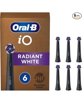 Oral-B iO Radiant White Recambios para Cepillo de Dientes Eléctrico, Pack de 6 Cabezales, Negro – Originales (Tamaño Buzón) Foto de portada de Oral-B iO Radiant White Recambios para Cepillo de Dientes Eléctrico, Pack de 6 Cabezales, Negro - Originales (Tamaño Buzón)