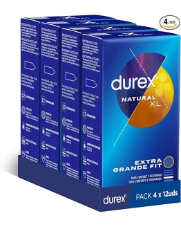 Durex Preservativos Originales Natural Plus Talla XL 4×12 condones Más Grandes Foto de portada de Durex Preservativos Originales Natural Plus Talla XL 4x12 condones Más Grandes
