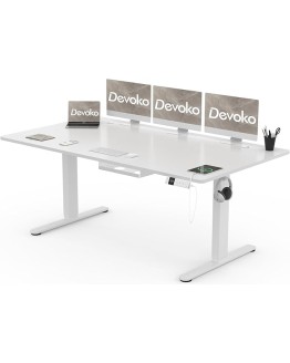 Devoko Escritorio Elevable Eléctrico 180 x 80 cm de Carga USB C, Escritorio Ajustable en Altura con Tablero, 3 Función de Memoria y Anticolisión, Regulable en Altura 72-118cm, Blanco Foto de portada de Devoko Escritorio Elevable Eléctrico 180 x 80 cm de Carga USB C, Escritorio Ajustable en Altura con Tablero, 3 Función de Memoria y Anticolisión, Regulable en Altura 72-118cm, Blanco