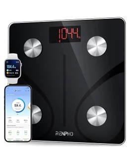 Bascula de Baño Digital Grasa Corporal, RENPHO Balanza Bluetooth Inteligente con App, Bascula Electrónica Analógica Monitores con Análisis Corporal, 13 Mediciónes de Peso IMC,etc. 500 lbs, 30x30cm Foto de portada de Bascula de Baño Digital Grasa Corporal, RENPHO Balanza Bluetooth Inteligente con App, Bascula Electrónica Analógica Monitores con Análisis Corporal, 13 Mediciónes de Peso IMC,etc. 500 lbs, 30x30cm