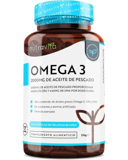 Superfuerza Omega 3 2000mg – 240 Capsulas Blandas de Gel. Máxima Concentración de DHA 440mg y EPA 660mg. Concentrado Aceite de Pescado para Colesterol – 4 Meses – Nutravita Foto de portada de Superfuerza Omega 3 2000mg - 240 Capsulas Blandas de Gel. Máxima Concentración de DHA 440mg y EPA 660mg. Concentrado Aceite de Pescado para Colesterol - 4 Meses - Nutravita