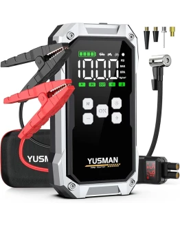 YUSMAN Arrancador de Baterias de Coche con Compresor de Aire, 12V 6000A Arrancador Coche Portatil con Inflador de 150 PSI (para All Gasolina o 10L Diesel), Linterna LED de Emergencia Foto de portada de YUSMAN Arrancador de Baterias de Coche con Compresor de Aire, 12V 6000A Arrancador Coche Portatil con Inflador de 150 PSI (para All Gasolina o 10L Diesel), Linterna LED de Emergencia