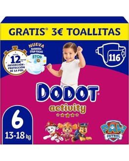 Dodot Pañales Bebé Activity Talla 6, 116 Pañales, 13kg-18kg, Nuestro n1 en absorción y comodidad Foto de portada de Dodot Pañales Bebé Activity Talla 6, 116 Pañales, 13kg-18kg, Nuestro n1 en absorción y comodidad