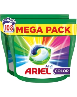 ARIEL PODS Todo en 1 Detergente Lavadora Liquido en Capsulas/Pastillas, 108 Lavados (2×54), Jabon Limpieza Profunda, Mas Color, Cuidado Extra del Color y el Brillo Foto de portada de ARIEL PODS Todo en 1 Detergente Lavadora Liquido en Capsulas/Pastillas, 108 Lavados (2x54), Jabon Limpieza Profunda, Mas Color, Cuidado Extra del Color y el Brillo