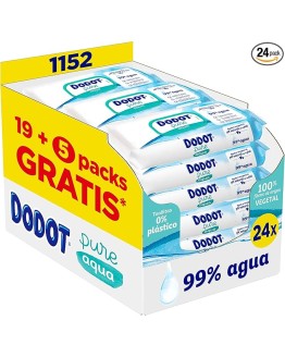 Dodot Toallitas Pure Aqua Para Bebé 24 Paquetes de 48 Unidades = 1152 Toallitas, Ayuda A Restaurar El PH Natural De La Piel, 99% Agua Foto de portada de Dodot Toallitas Pure Aqua Para Bebé 24 Paquetes de 48 Unidades = 1152 Toallitas, Ayuda A Restaurar El PH Natural De La Piel, 99% Agua