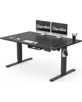 Devoko 140x80cm Escritorio Elevable Eléctrico de Carga Tipo A, Escritorio para Computadora Ajustable en Altura con Bandeja de Gestión de Cables y Memoria de 3 Funciones, Negro Foto de portada de Devoko 140x80cm Escritorio Elevable Eléctrico de Carga Tipo A, Escritorio para Computadora Ajustable en Altura con Bandeja de Gestión de Cables y Memoria de 3 Funciones, Negro