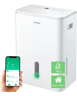 COMFEE’ Deshumidificador Easy Dry 16L para Humedad interior hasta 34 m2 / 80 m3 – Deshumificador Silencioso con App Control – Deshumificadores de humedad con depósito extraible y 4 modos de función Foto de portada de COMFEE' Deshumidificador Easy Dry 16L para Humedad interior hasta 34 m2 / 80 m3 - Deshumificador Silencioso con App Control - Deshumificadores de humedad con depósito extraible y 4 modos de función
