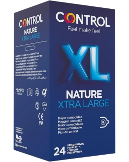 Control Preservativos Nature XL. Caja Pack Ahorro 24 Condones Lubricados. Ajuste Perfecto para una Relación Segura. Foto de portada de Control Preservativos Nature XL. Caja Pack Ahorro 24 Condones Lubricados. Ajuste Perfecto para una Relación Segura.