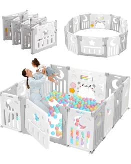 Dripex Parque Infantil Bebé, 150x150cm Corralito Bebé, Parque de Bebe, Corral para Bebe con Tablero de Juguete, Parque para Niños Antideslizante, Parque de Juegos, Cercado para Bebé, Gris y Blanco Foto de portada de Dripex Parque Infantil Bebé, 150x150cm Corralito Bebé, Parque de Bebe, Corral para Bebe con Tablero de Juguete, Parque para Niños Antideslizante, Parque de Juegos, Cercado para Bebé, Gris y Blanco