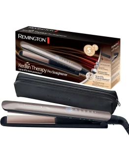 Remington Plancha de Pelo Profesional Keratin Therapy Pro, Queratina y Aceite Almendras, Placas Flotantes Extralargas, Cerámica, 5 Temperaturas hasta 230°C, Digital, S8593 Foto de portada de Remington Plancha de Pelo Profesional Keratin Therapy Pro, Queratina y Aceite Almendras, Placas Flotantes Extralargas, Cerámica, 5 Temperaturas hasta 230°C, Digital, S8593