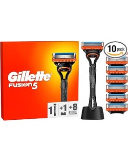Gillette Fusion 5 Recambios para Hombres, 1 Máquinilla de Afeitar hombre de Mango Libre, 8 Cuchillas de Afeitar de 5 Hojas, Afeitado Cómodo, Mango Ergonómico con Recortador de Precisión Foto de portada de Gillette Fusion 5 Recambios para Hombres, 1 Máquinilla de Afeitar hombre de Mango Libre, 8 Cuchillas de Afeitar de 5 Hojas, Afeitado Cómodo, Mango Ergonómico con Recortador de Precisión