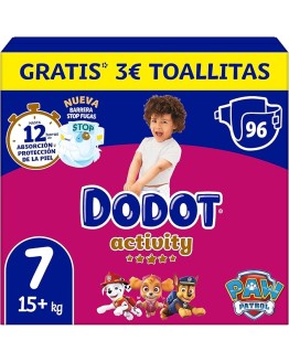 Dodot Activity Talla 7, 96 Pañales Para Bebé, 15kg+, Hasta 12 H De Protección Antifugas Y Ajuste Foto de portada de Dodot Activity Talla 7, 96 Pañales Para Bebé, 15kg+, Hasta 12 H De Protección Antifugas Y Ajuste