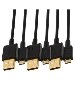 Amazon Basics Cable USB 2.0 de Tipo USB-A Macho a Micro USB (Paquete de 3), 0.9 m, Negro Foto de portada de Amazon Basics Cable USB 2.0 de Tipo USB-A Macho a Micro USB (Paquete de 3), 0.9 m, Negro