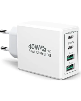 Cargador USB C 40W 4 Puertos, Aioneus Cargador Phone Carga Rapida PD 3.0, Cargador Multiple con Tipo-C USB-A, Enchufe USB C para iPhone 15 14 13 12 11 XR XS Pro MAX, Samsung, Mobile, Tablet Foto de portada de Cargador USB C 40W 4 Puertos, Aioneus Cargador Phone Carga Rapida PD 3.0, Cargador Multiple con Tipo-C USB-A, Enchufe USB C para iPhone 15 14 13 12 11 XR XS Pro MAX, Samsung, Mobile, Tablet