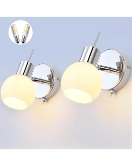 2Pcs Luces De Pared Vidrio Mate Lámparas de Lectura Nocturna,E14 Cromo Aplique De Pared Lámpara Espejo Interior Iluminación Luces de Lectura de Cabecera Con Interruptor(Bombillas 5W LED Incluidas) Foto de portada de 2Pcs Luces De Pared Vidrio Mate Lámparas de Lectura Nocturna,E14 Cromo Aplique De Pared Lámpara Espejo Interior Iluminación Luces de Lectura de Cabecera Con Interruptor(Bombillas 5W LED Incluidas)