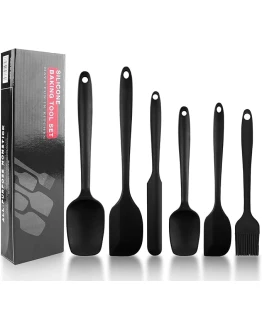 Magrimaxio 6 Piezas Espatulas Silicona Cocina Juego de Negro, Lengua Silicona de No Tóxico Antiadherente Antirrayas, Cuchara Resistente al Calor 230ºC, Utensilios para Cocinar Hornear Mezclar Foto de portada de Magrimaxio 6 Piezas Espatulas Silicona Cocina Juego de Negro, Lengua Silicona de No Tóxico Antiadherente Antirrayas, Cuchara Resistente al Calor 230ºC, Utensilios para Cocinar Hornear Mezclar
