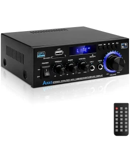 HiFi Audio Amplificador, AK45 Bluetooth5.0 Amplificador de Potencia de Audio 2.0CH 40Wx2 Salida MAX 400W Receptor estéreo Amplificador Audio para Cine en casa, Coche Altavoz W/Mic USB Radio FM Foto de portada de HiFi Audio Amplificador, AK45 Bluetooth5.0 Amplificador de Potencia de Audio 2.0CH 40Wx2 Salida MAX 400W Receptor estéreo Amplificador Audio para Cine en casa, Coche Altavoz W/Mic USB Radio FM