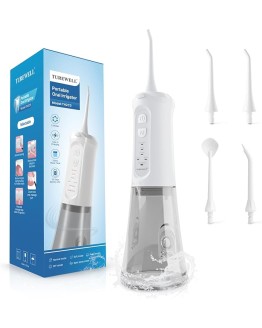 TUREWELL Irrigador Bucal Portatil de 310 ML con 5 Modos, 4 Boquillas, Irrigador Dental Recargable IPX7 Impermeable al Agua para el Hogar y Los Viajes, Mejora la Salud Dental Foto de portada de TUREWELL Irrigador Bucal Portatil de 310 ML con 5 Modos, 4 Boquillas, Irrigador Dental Recargable IPX7 Impermeable al Agua para el Hogar y Los Viajes, Mejora la Salud Dental