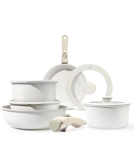 GiPP Juego de 11 ollas y sartén, no pegajoso, Mango desmontable, cocina de inducción, Mango desmontable, cocina rv, seguridad Horno/lavavajillas (Blanco, 11PCS) Foto de portada de GiPP Juego de 11 ollas y sartén, no pegajoso, Mango desmontable, cocina de inducción, Mango desmontable, cocina rv, seguridad Horno/lavavajillas (Blanco, 11PCS)